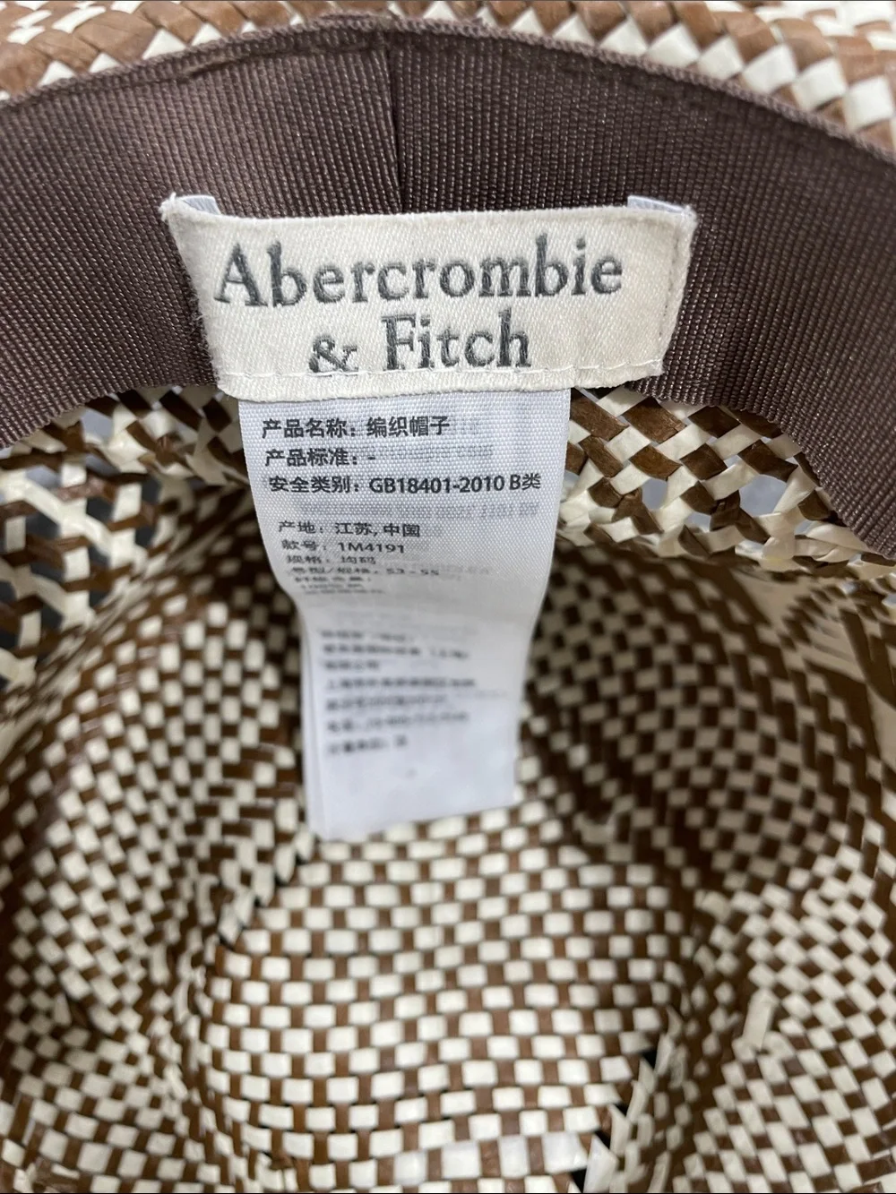 Abercrombie & Fitch Woven Two-Tone Brown and White Fedora Hat